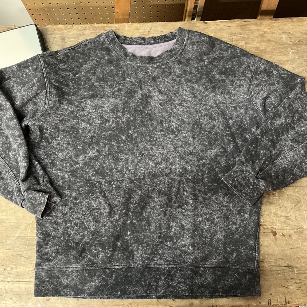 Lululemon acid wash style black sweatshirt size large spell out Logo